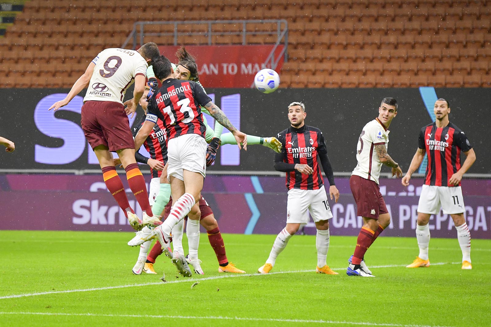 Edin Dzeko scored the first of Roma after 15 minutes equalizing Zlatan Ibrahimovic's lightning-fast lead for Milan