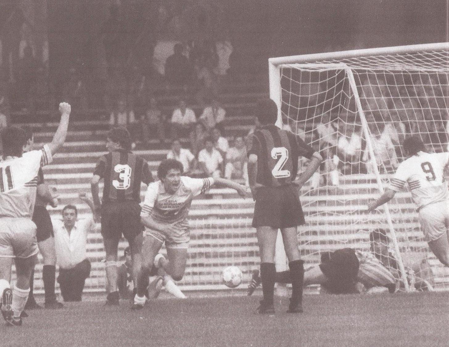 Fabio Poli celebrates after scoring the goal to Campobasso that won him a seat of honor in the collective memory of Lazio fans...