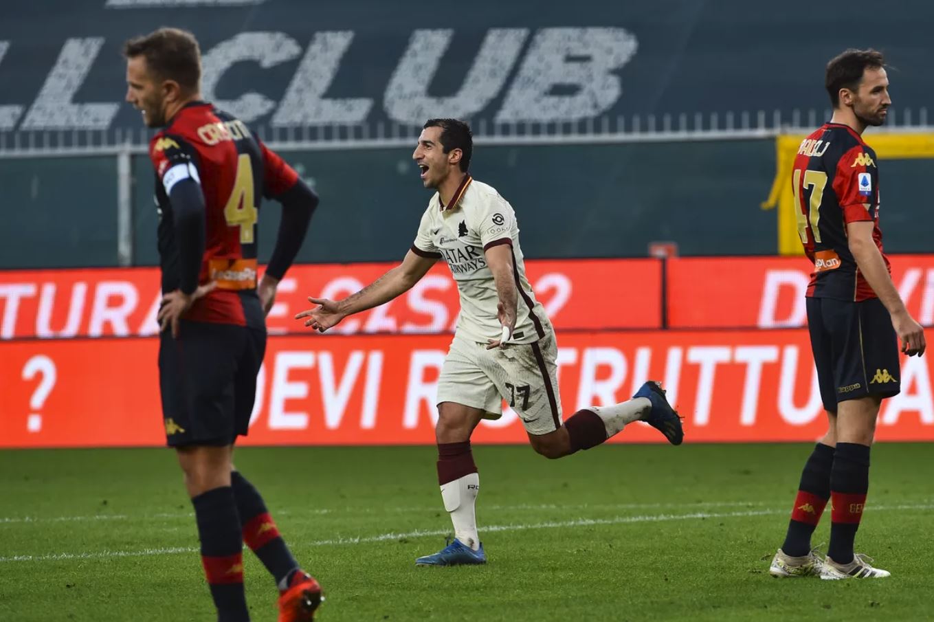 Henrikh Mkhitaryan led Roma to a convincingly win in Genoa scoring a hat-trick in the process