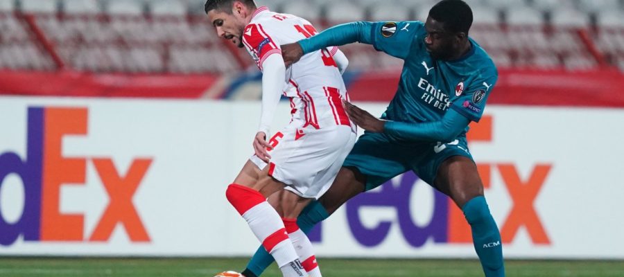 Milan snatched a 2-2 away draw to Crvena Zvezda in an Europa League Round of 32 match, but conceded the Serbians a late equalizer