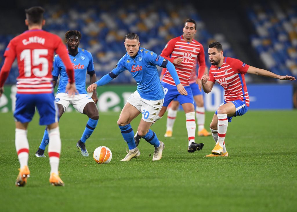 In the second leg of the Europa League Round of 32, Napoli hosted Granada at the Stadio Diego Armando Maradona and were eliminated despite winning