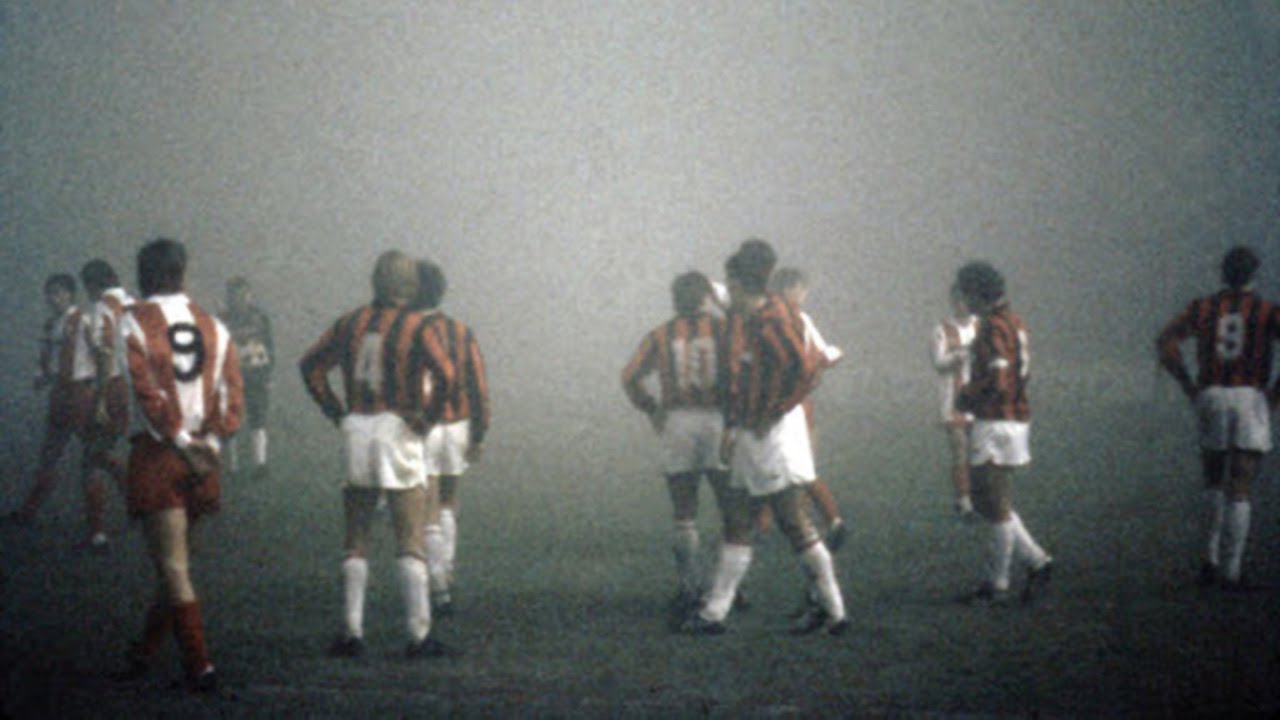 During a European Cup match with Red Star, with Milan down 0-1 and playing with one man less, a thick fog fell forced the referee to halt the game.