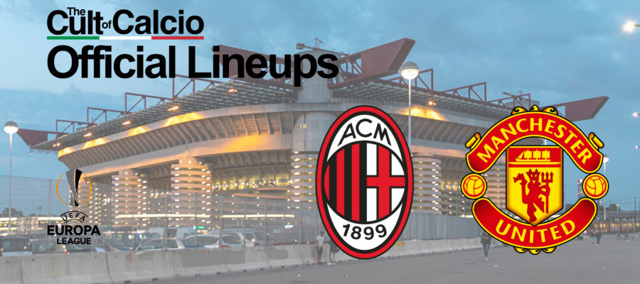 The official lineups for Milan and Manchester United were just released, confirming that Stefano Pioli will deploy Samu Castillejo as lone striker