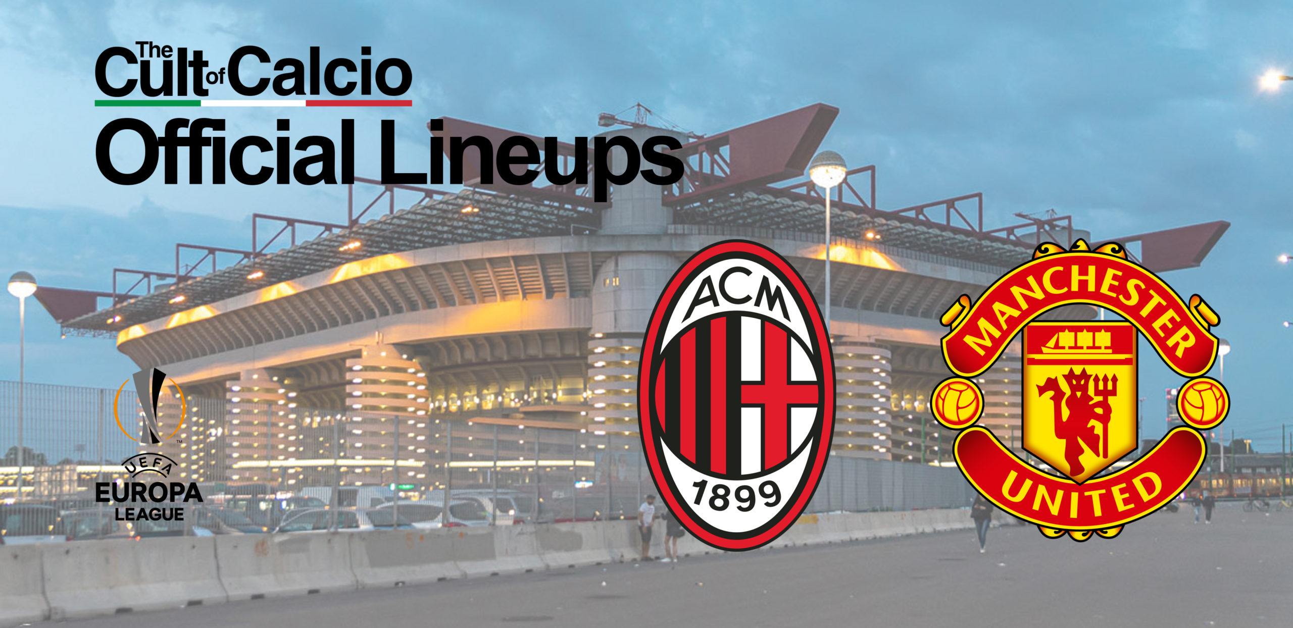 The official lineups for Milan and Manchester United were just released, confirming that Stefano Pioli will deploy Samu Castillejo as lone striker
