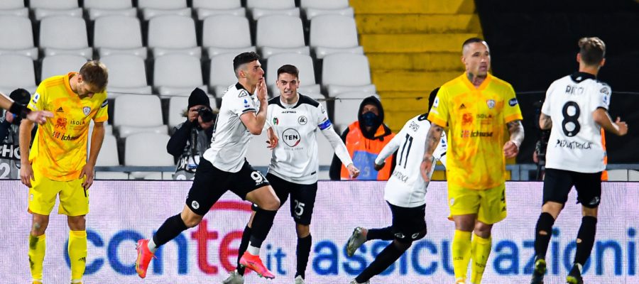 Spezia won a Serie A relegation six-pointer on Saturday night as they sunk down Cagliari with goals from Roberto Piccoli and Giulio Maggiore