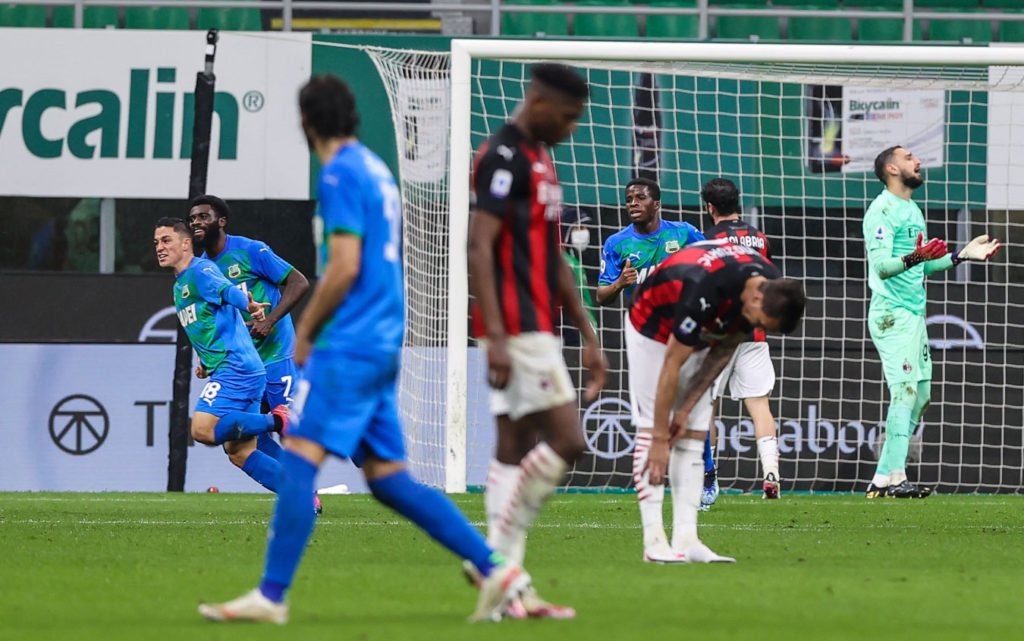 Sassuolo winning a prize for being the first Serie A side to punish one of the three rebel clubs that tried to join the elitist Super League. The victims were Milan, who fell 1-2 at the San Siro despite taking the lead with Hakan Calhanoglu