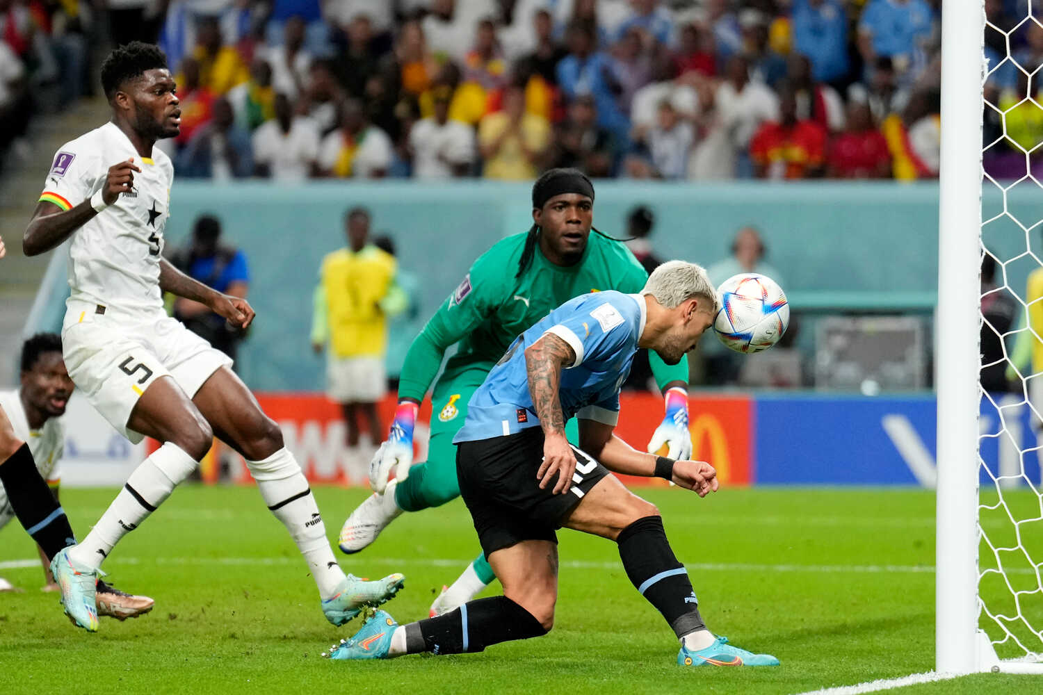 Uruguay beat Ghana 2-0 on Friday but ended the game in tears as South Korea's late winner against Portugal condemned both them and the Black Stars