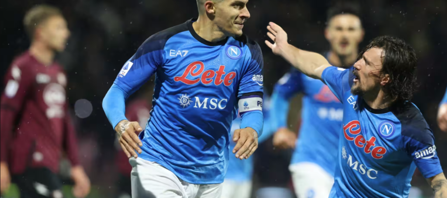 Runaway Serie A leaders Napoli eased past Salernitana 2-0 in the Campania derby at the Stadio Arechi to bounce back from midweek Coppa Italia heartbreak