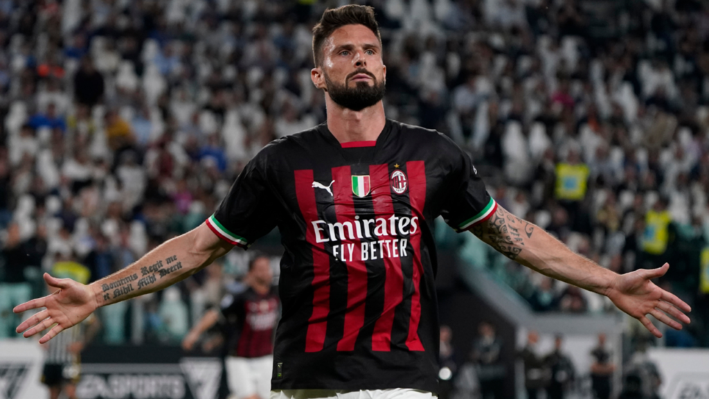 With an outstanding headed finish, Olivier Giroud confirmed a Champions League spot for Milan in a 1-0 victory over Juventus