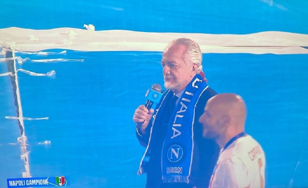 Napoli president Aurelio De Laurentiis didn’t follow the team to Udine but watched the match along with the fans at the Stadio Diego Armando Maradona.