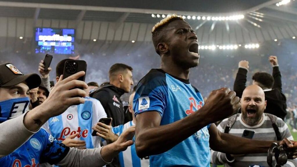 Victor Osimhen and captain Giovanni Di Lorenzo were the first Napoli players to talk to the press after the team clinched their third Scudetto.