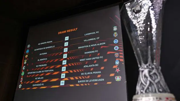 In the Europa League's Round of 16, Milan have been paired up with Slavia Prague, Atalanta with Sporting CP, and Roma with Roberto De Zerbi’s Brighton.