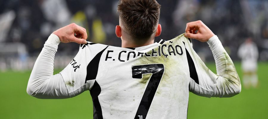 Francisco Conceicao celebrates scoring in Derby d'Italia