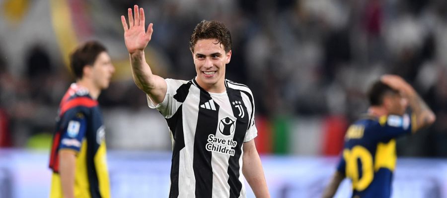 Juventus star Kenan Yildiz celebrates against Genoa